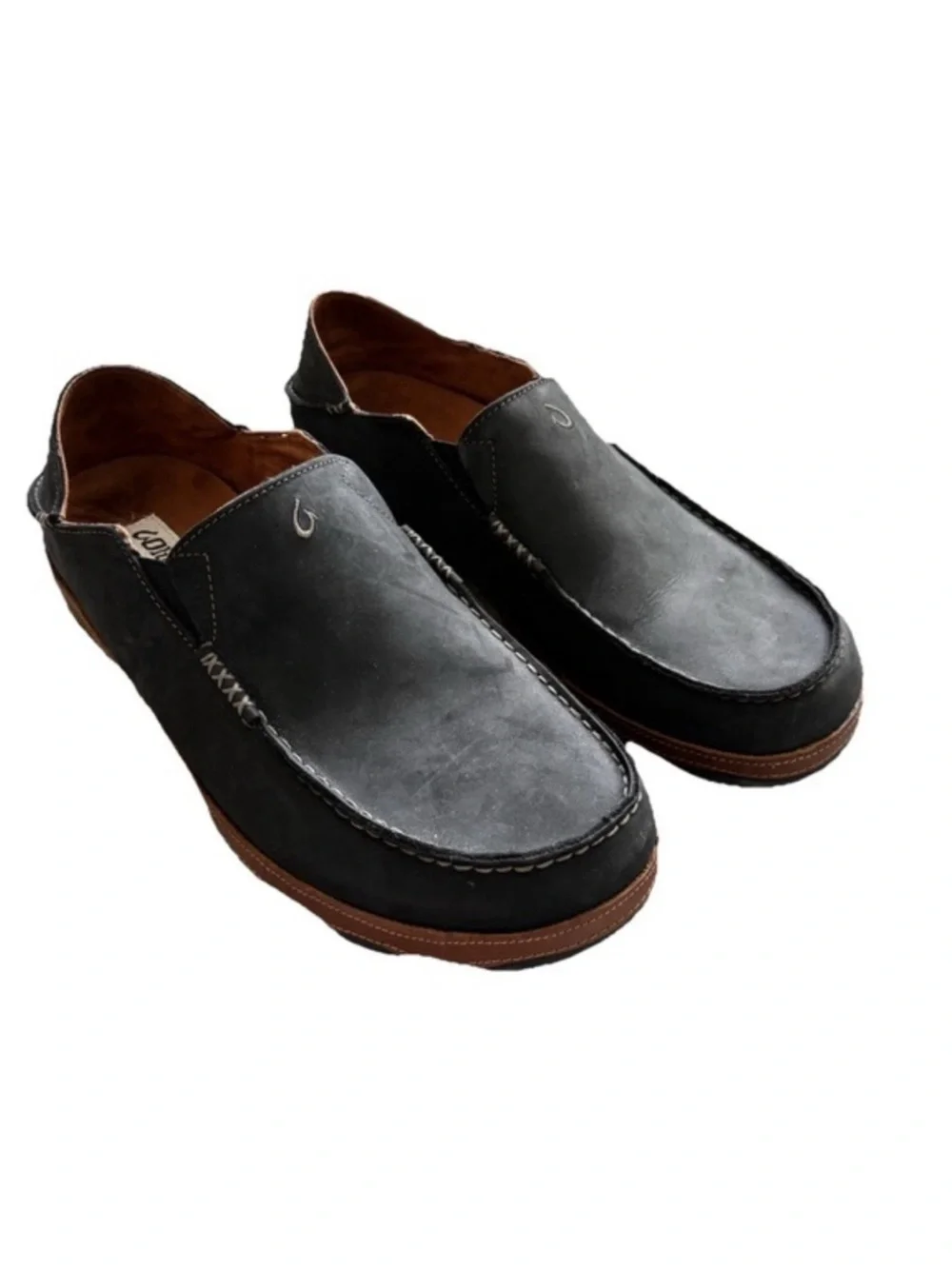 Olukai Moloa Black Nubuck Leather Slip On Loafers Shoes  Men's 9